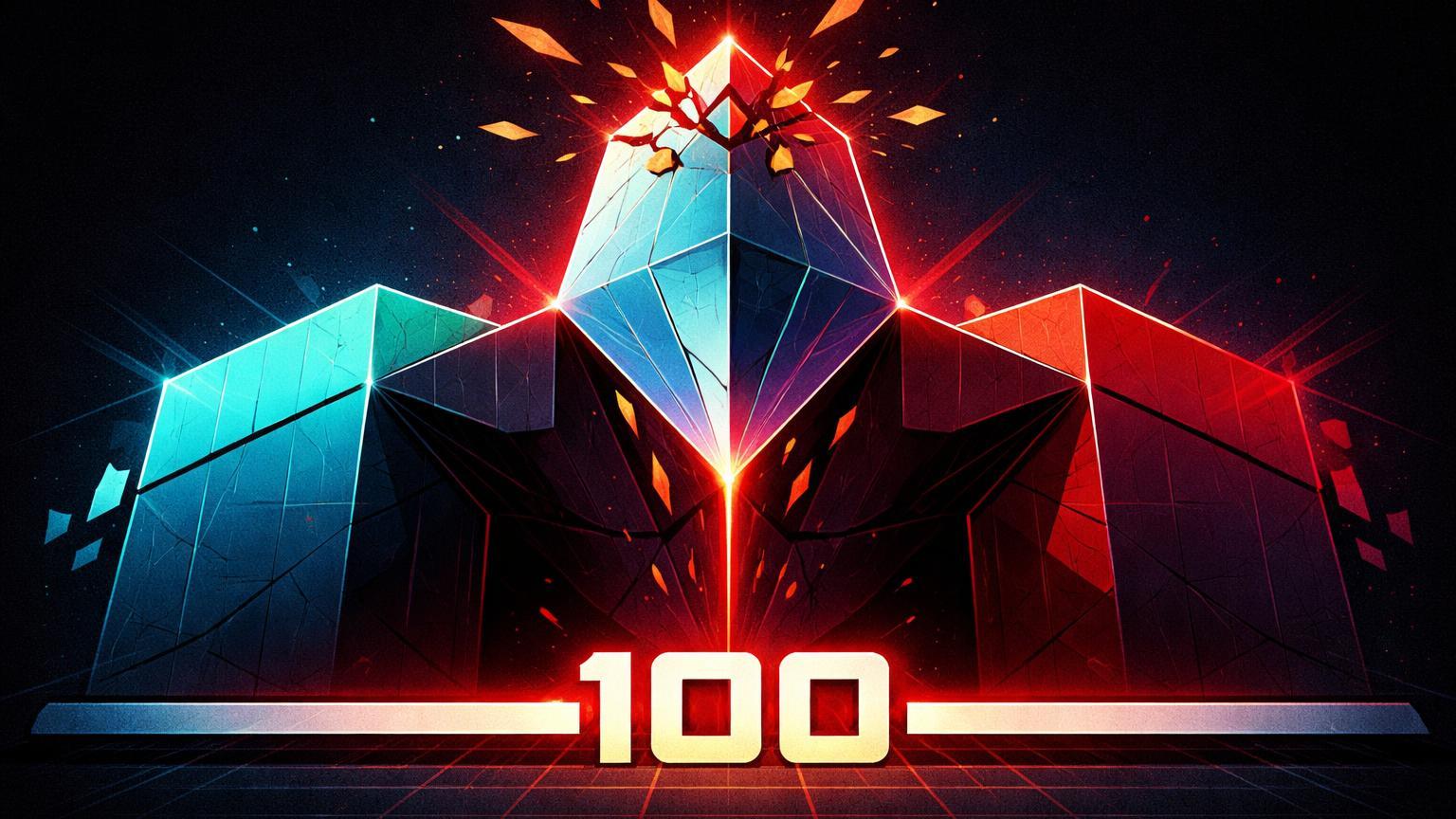 Formação geométrica ombro-cabeça-ombro fraturando com prisma central caindo para suporte 100, alertando rejeição técnica em Solana