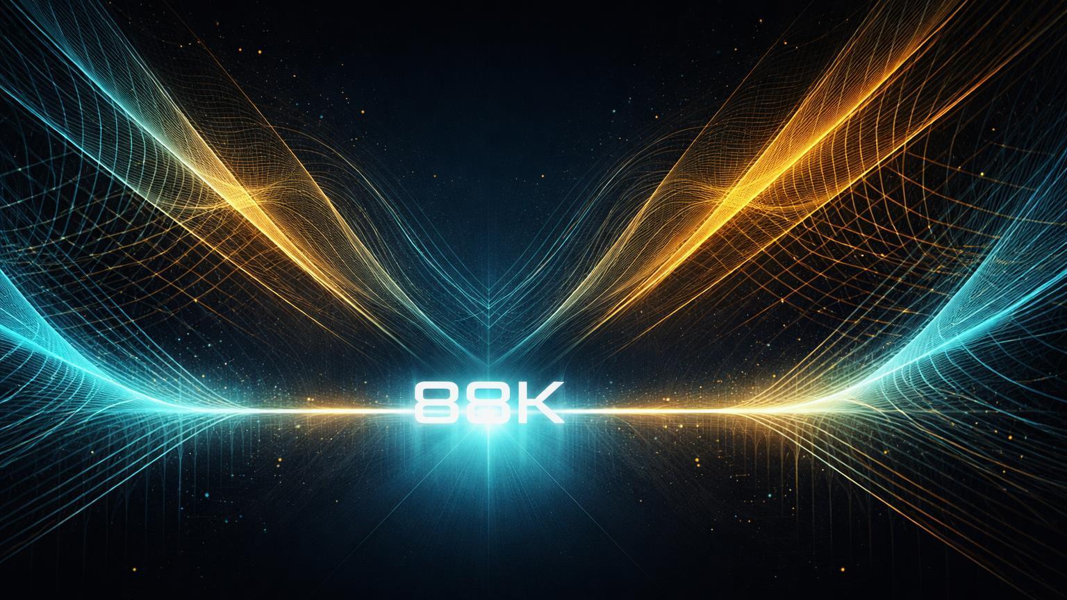 Linhas geométricas abstratas sobrepostas ecoando padrões de 2021 no Bitcoin, testando barreira de suporte crucial em 88K