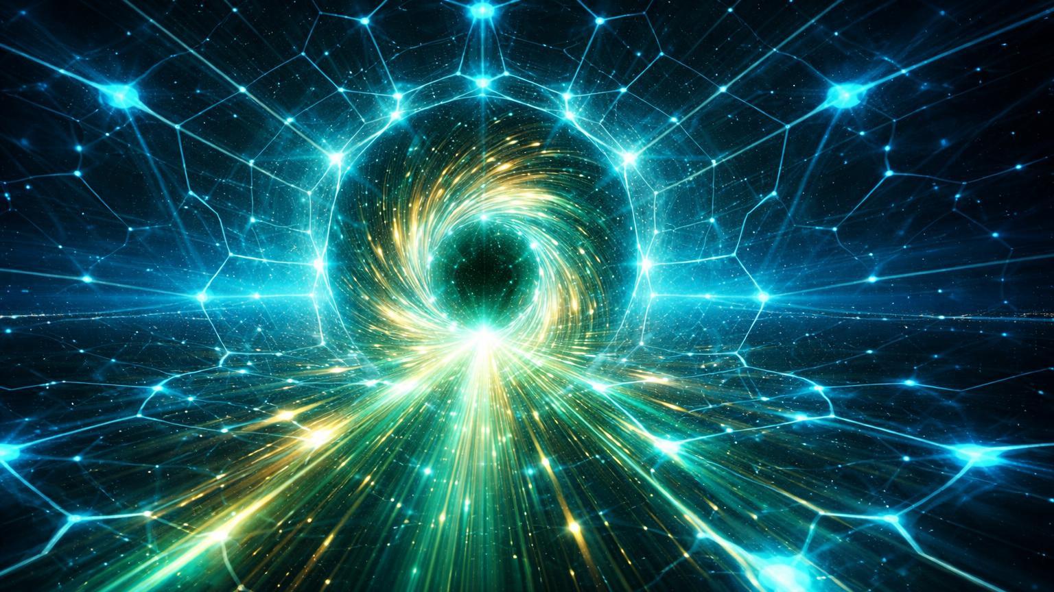 Rede cristalina Ethereum expandindo com portal de energia acelerada, simbolizando mainnet do MegaETH e escalabilidade em tempo real