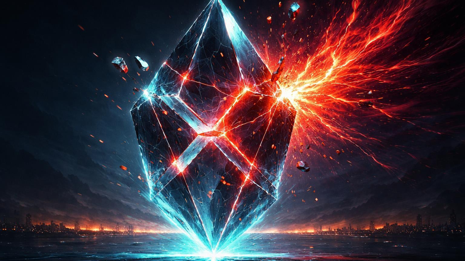 Cristal XRP rachando sob onda vermelha massiva de influxo na Binance, representando pressão de venda e riscos geopolíticos